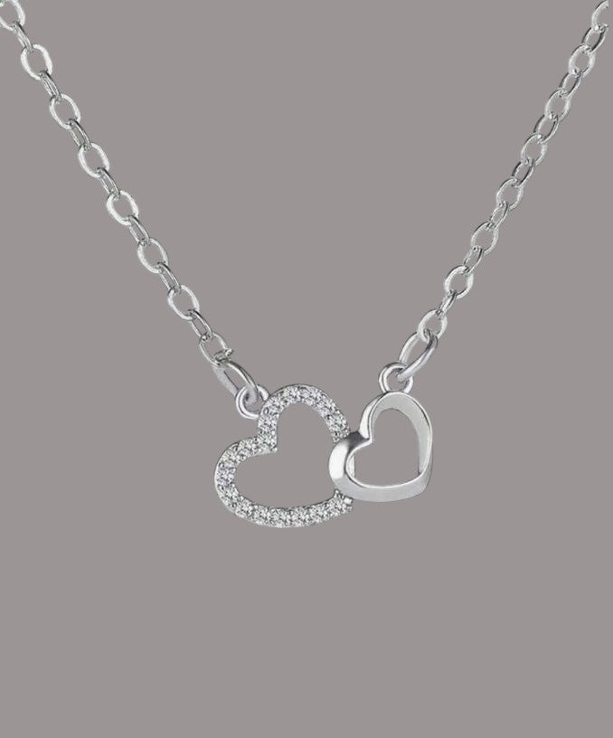 Double Heart Necklace - Gold