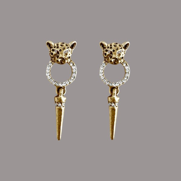 Leopard Head Earrings - Gold